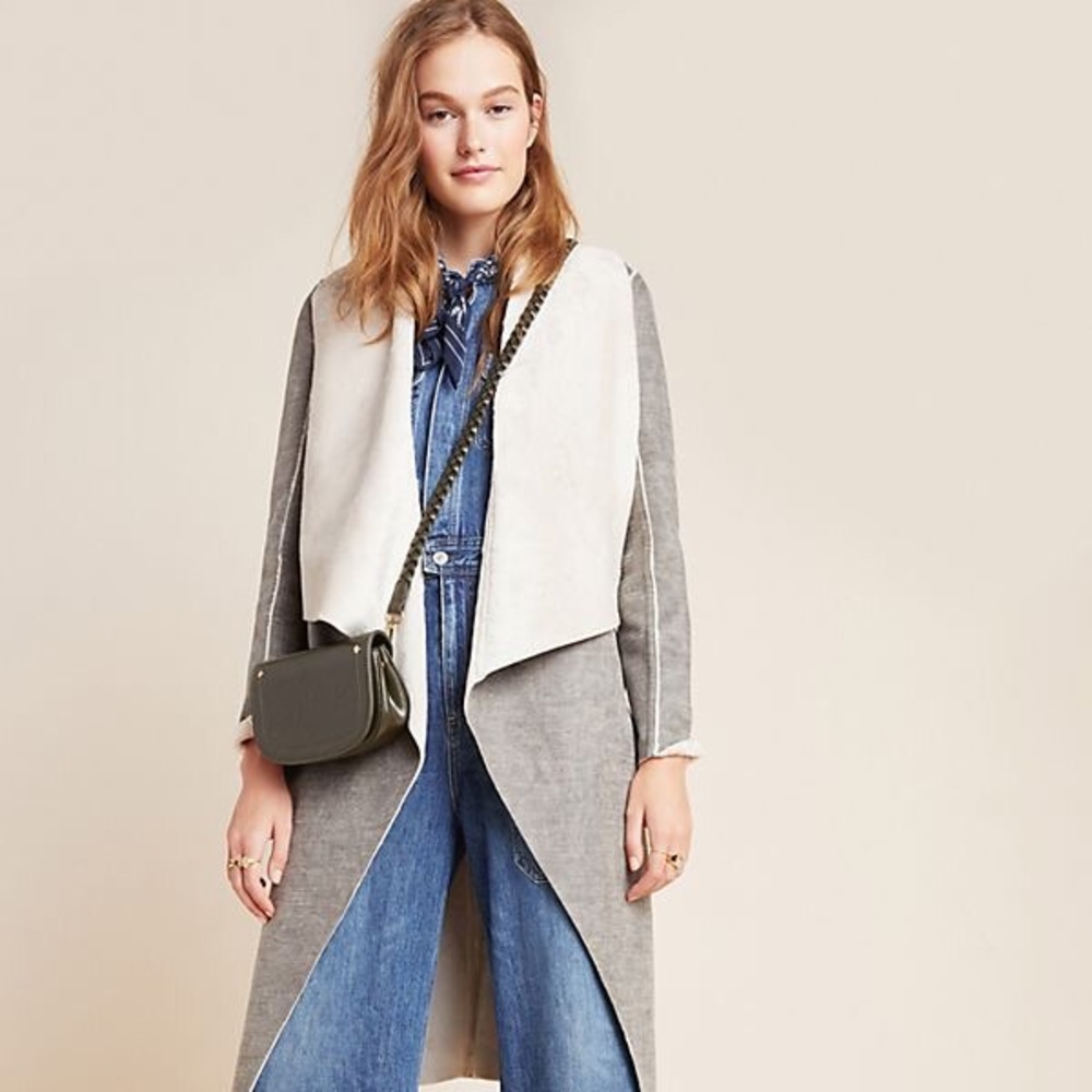 Anthro Camilla Sueded Sherpa Jacket